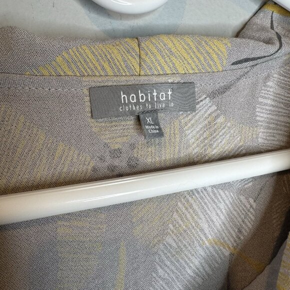 Habitat Clothing Cowl Neck Blouse XL New Dove Yellow Grey Floral Sleeveless - Picture 3 of 9